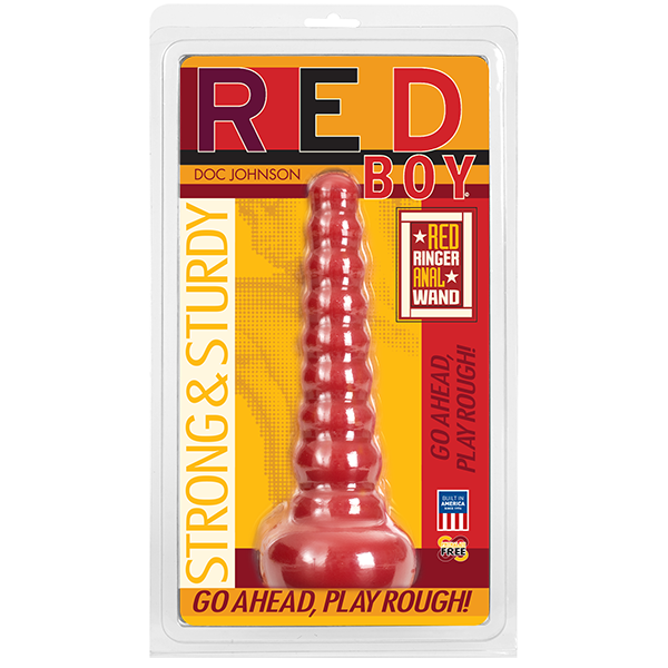 RED BOY Ribbed Anal Wand by Doc Johnson