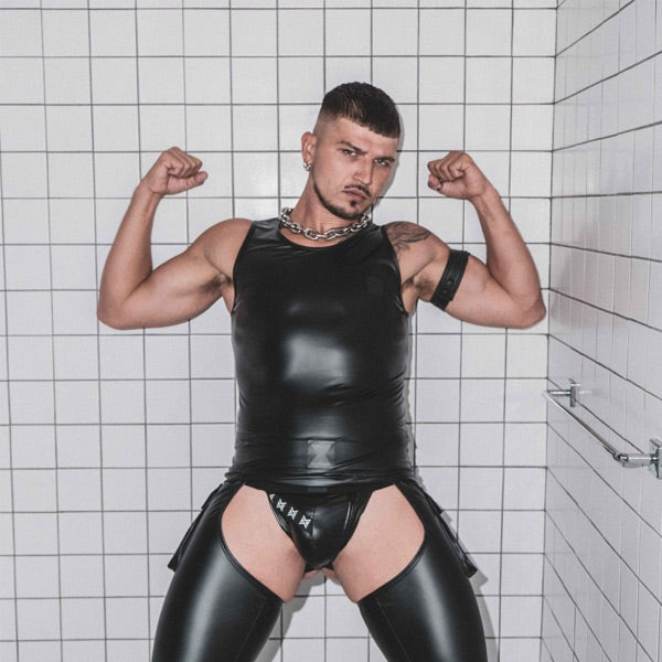 Boxer Barcelona Sexy Vest - Black - Rubber Look