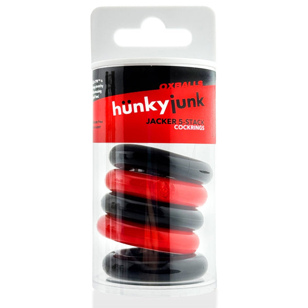 Oxballs JACKER 5-STACK five-pack tube super-strong cockrings RED/BLACK (Copy)