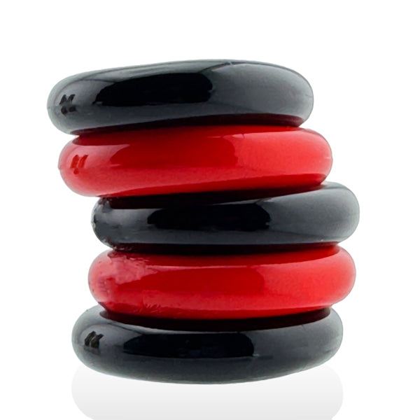 Oxballs JACKER 5-STACK five-pack tube super-strong cockrings RED/BLACK (Copy)