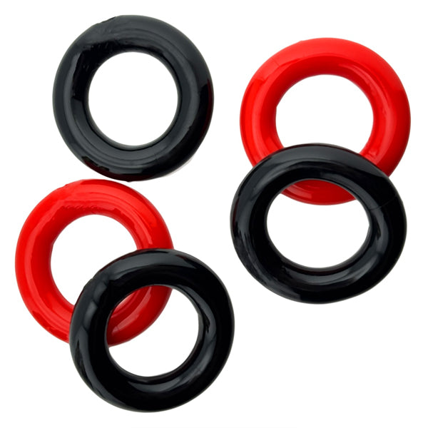 Oxballs JACKER 5-STACK five-pack tube super-strong cockrings RED/BLACK (Copy)