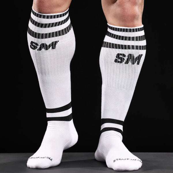 Strapp Metal Strapp Football Socks - White/Black
