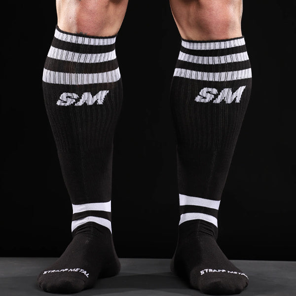 Strapp Metal Strapp Football Socks - Black/White