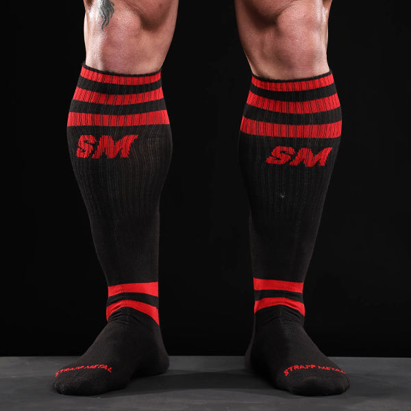 Strapp Metal Strapp Football Socks - Black/Red