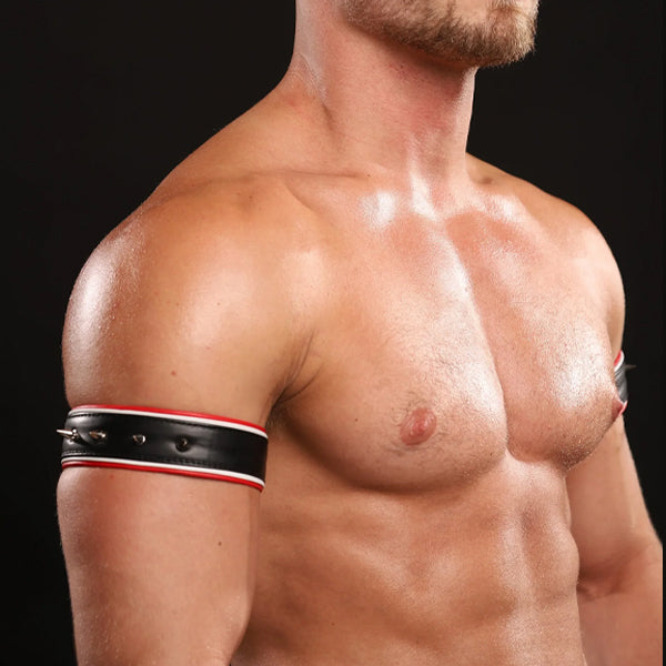 Strapp Metal Varsity Armbands - Black/Red/White