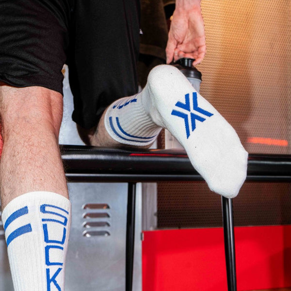 Boxer Barcelona Skater Socks Suck - White/Royal Blue - image 2