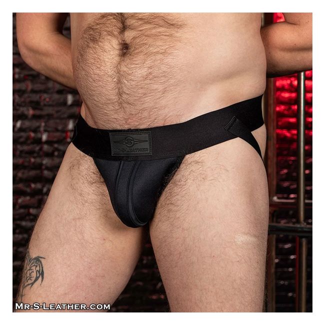 Mr. S Leather Neoprene Double Stripe Jock - Black - New Edition - image 2