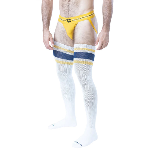 Nasty Pig Hook'd Up Thigh High Sock - White/Cadet Blue/Goldenrod - One Size