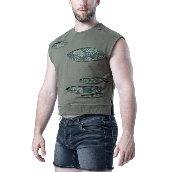 Nasty Pig Shred Sleeveless Crop Top - Army Green