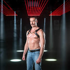 Fetish Daddy Striker Harness - Black Leather - Nickel