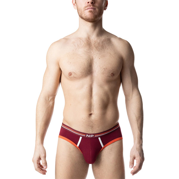 Nasty Pig Rival Classic Brief - Burgundy/ Vibrant Orange/White