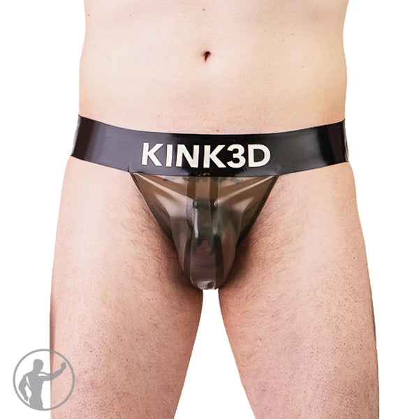 Invincible Rubber x KINK3D Three Panel Jockstrap - Black/Semi Trans Grey