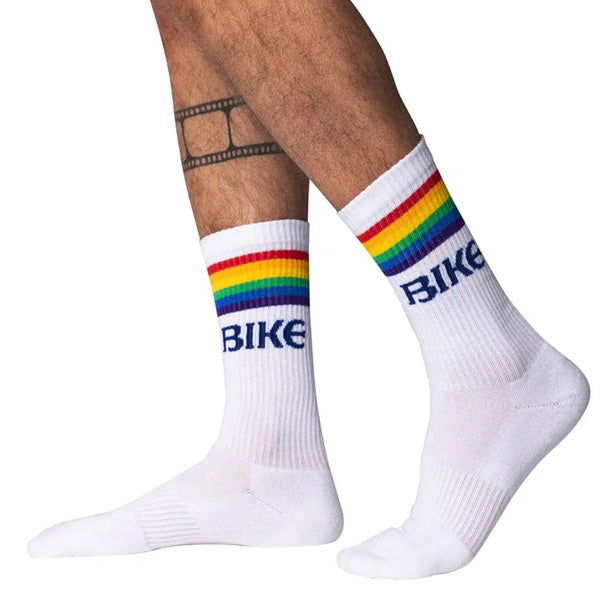 BIKE Pride Crew Socks | White