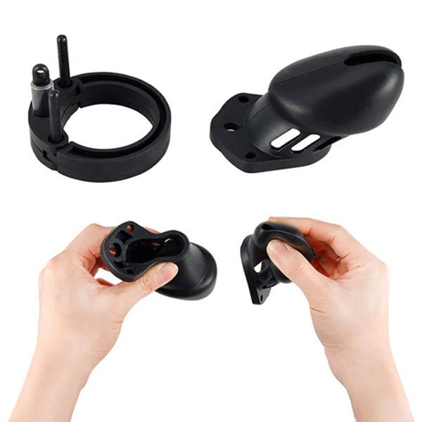 BRUTUS DENIAL - Silicone Chastity Cage Set Black