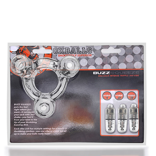 Oxballs BUZZSQUEEZE triple-vibe ballstretcher - Clear