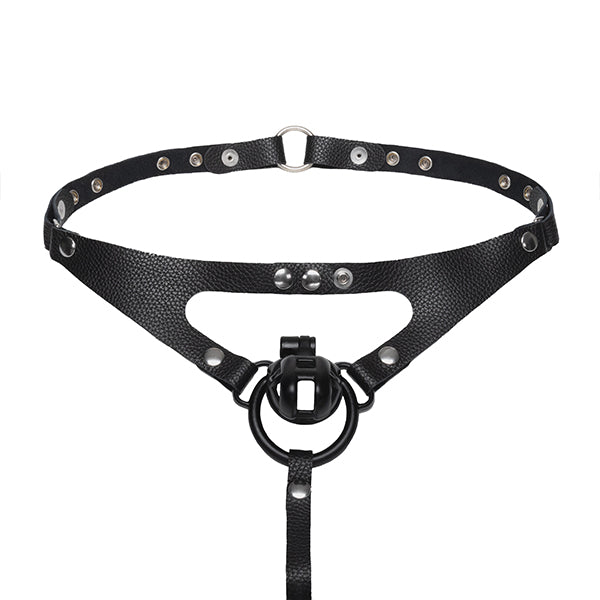 Lustful Lavish Chastity Thong Harness - Black Classic