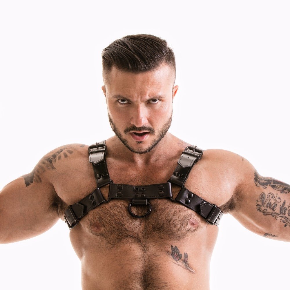 FETISH GEAR Colour Coded H - Front Harness | Black