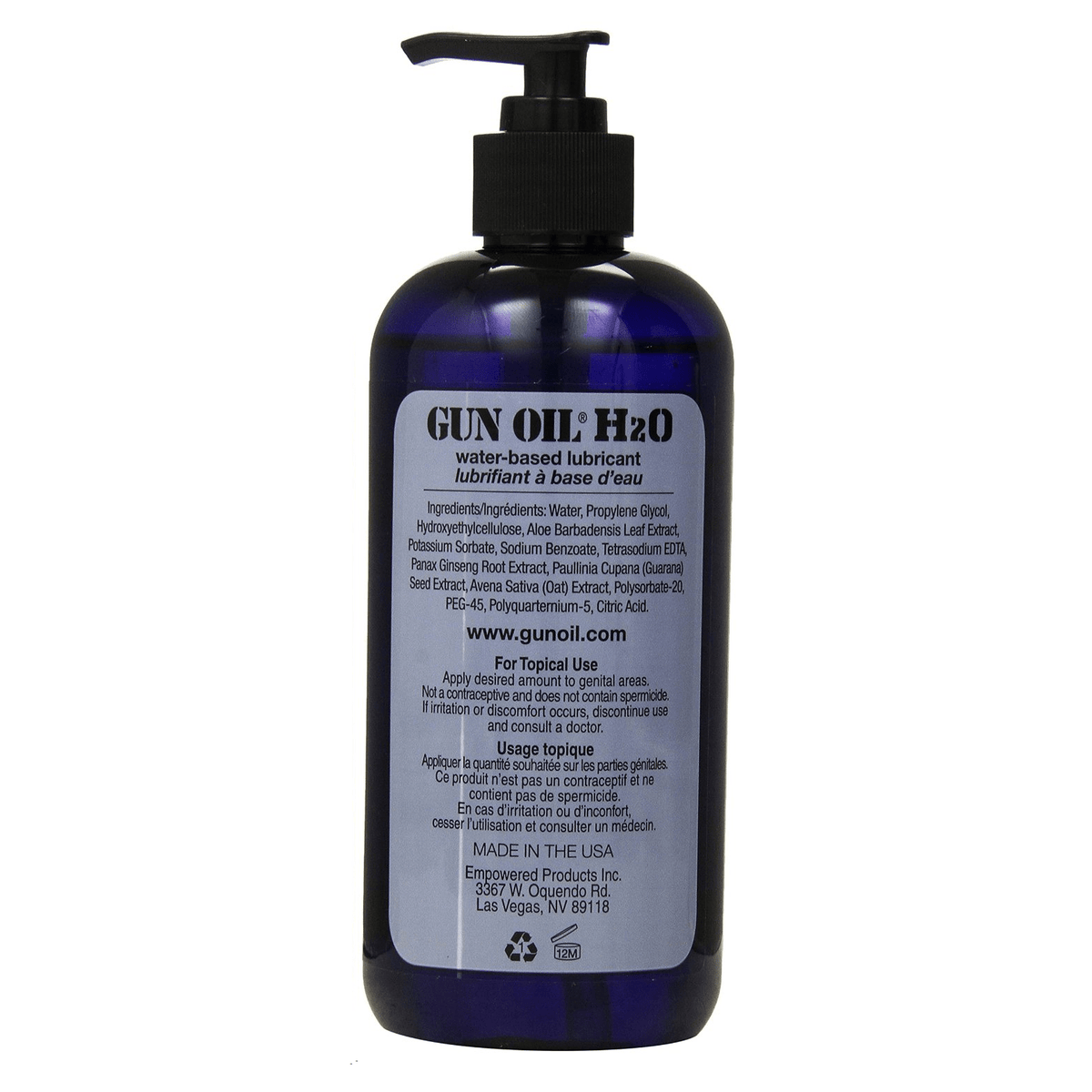 Gun Oil H2O - Water Based Lube - 16oz / 480ml
