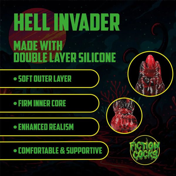 Hell Invader - Silicone Dildo - Red/Black