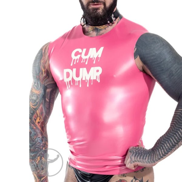 Invincible Rubber CUM DUMP Top | Metallic Pink/White