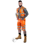 Invincible Rubber Rubber Hi Vis Vest | Vibrant Orange/Metallic Silver