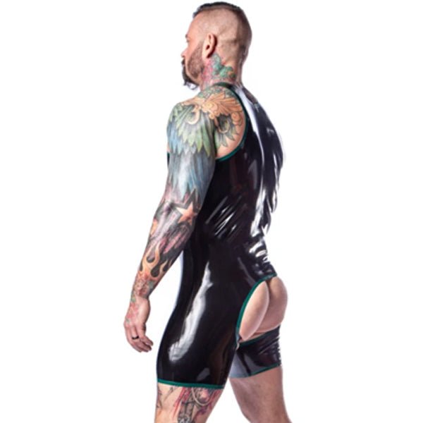 Invincible Rubber Rubber Shortie Chaps Suit | Black/Black