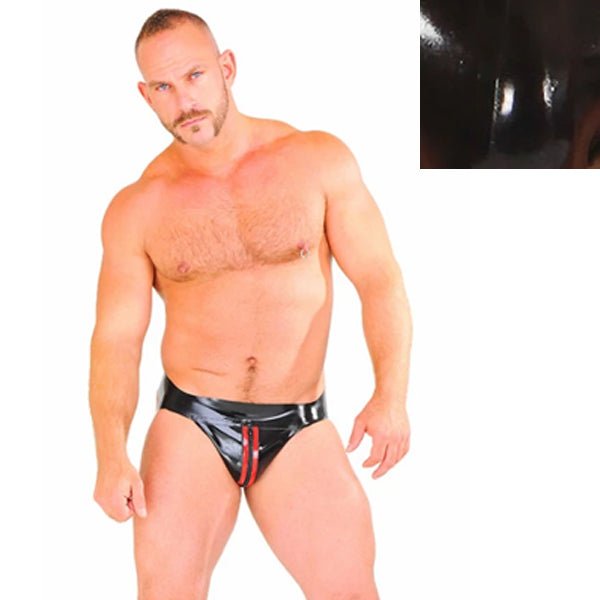 Invincible Rubber Rubber Zip Front Jock | Colour Options