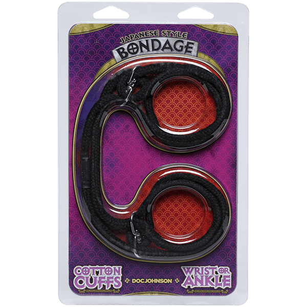 Japanese Style Bondage - 100% Cotton Wrist or Ankle Cuffs | Black