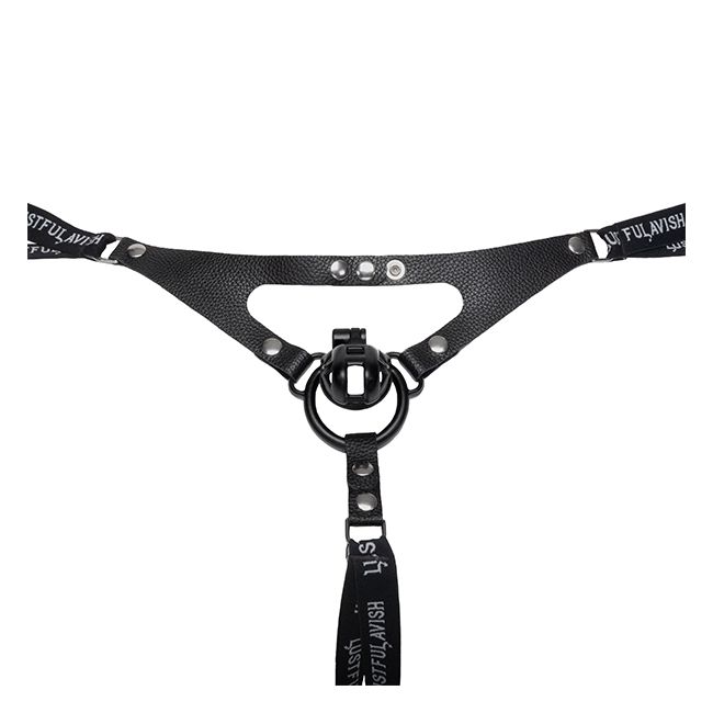 Lustful Lavish Chastity Jock Harness - Black Classic