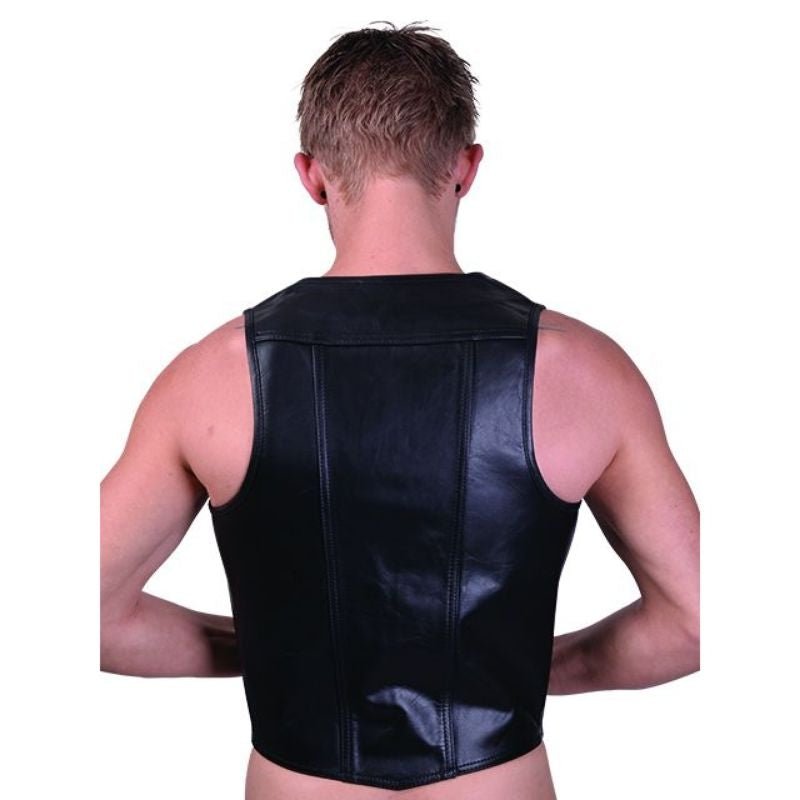 Mister B LEATHER MUSCLE VEST | Black