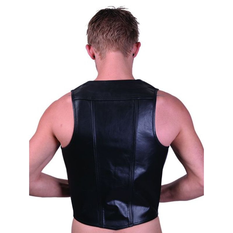 Mister B Leather Muscle Vest | Red Stripes