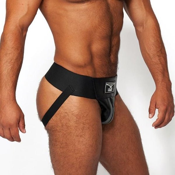 Mister B Leather Premium Jockstrap | Black/Grey