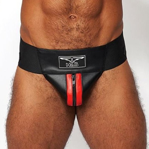 Mister B Leather Premium Jockstrap | Black/Red