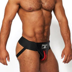 Mister B Leather Premium Jockstrap | Black/Red