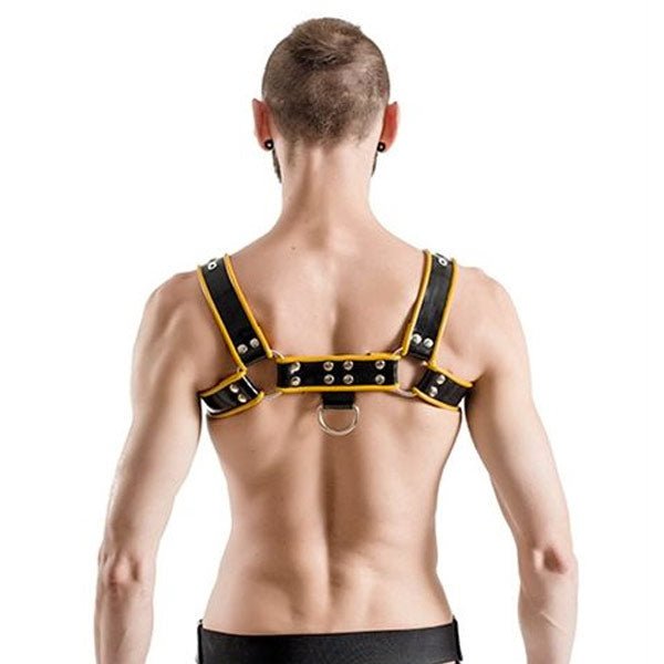 Mister B Rubber Chest Harness Premium | Black/Yellow