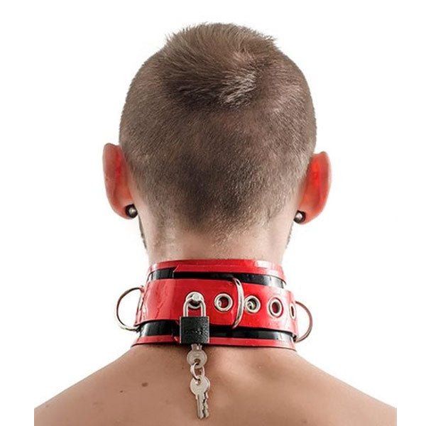Mister B Rubber Collar Lockable Red/Black