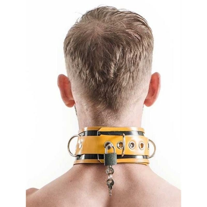 Mister B RUBBER COLLAR Lockable | Yellow & Black