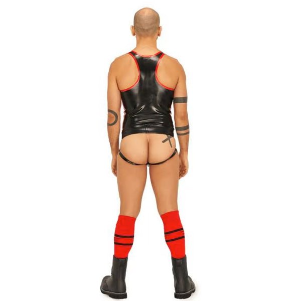 Mister B Rubber Muscle Shirt | Black/Red