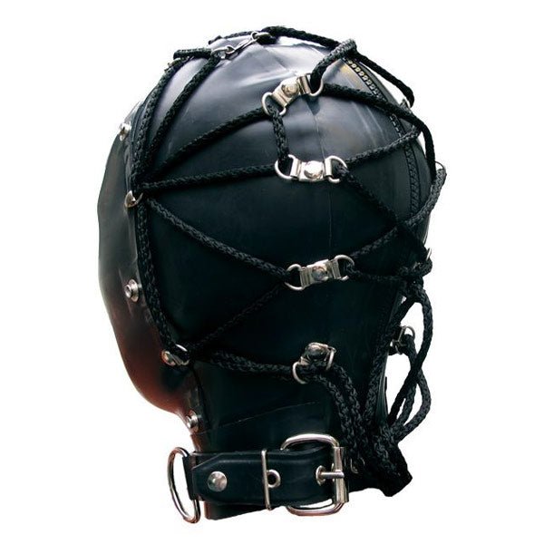 Mister B Rubber Tie Back Bondage Hood | Black