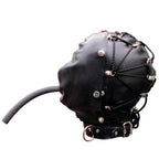 Mister B Rubber Tie Back Bondage Hood | Black