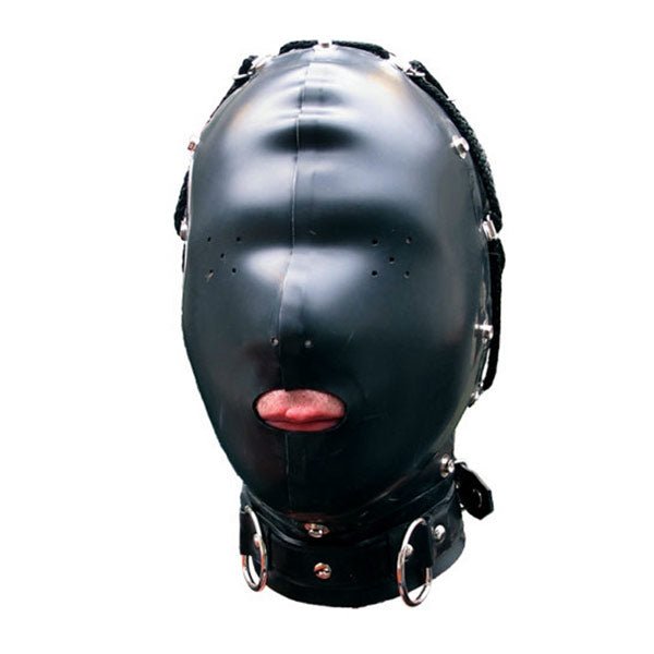 Mister B Rubber Tie Back Bondage Hood | Black