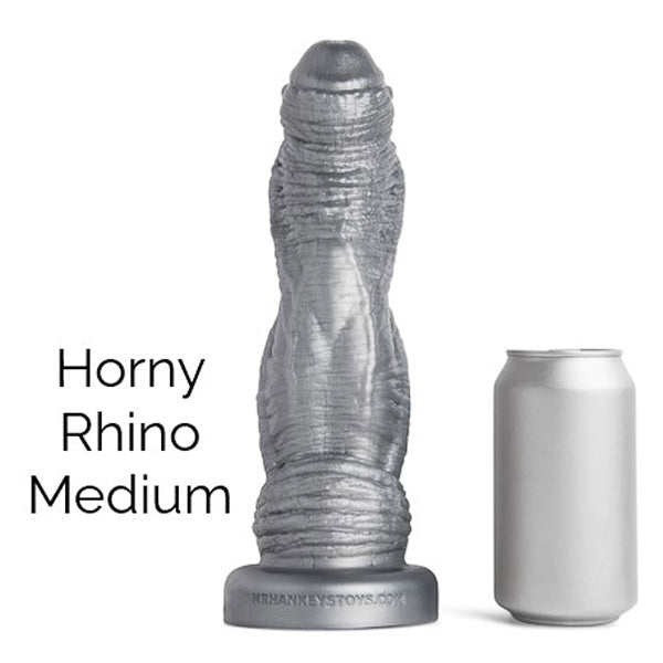 Mr Hankeys' HORNY RHINO Dildo: Medium | Gun Metal