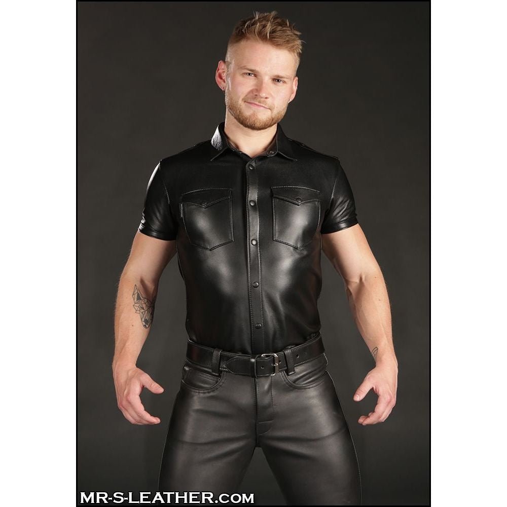 Mr S Leather LAMBSKIN Classic Tailored Shirt | Black