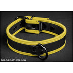 Mr S Leather NEO Puppy Collar | Black with Yellow Piping