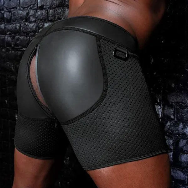 Mr.S Leather Neoprene Triple Zip Boxer | Black