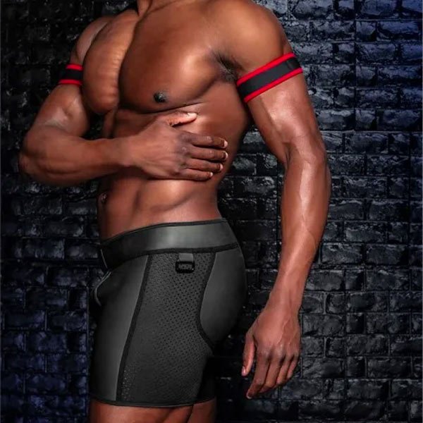 Mr.S Leather Neoprene Triple Zip Boxer | Black