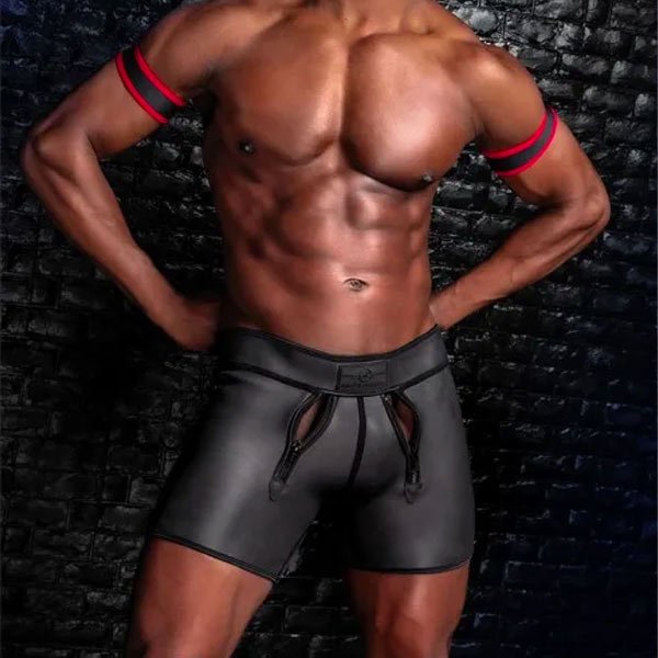 Mr.S Leather Neoprene Triple Zip Boxer | Black