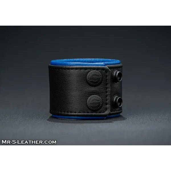 Mr.S Leather Piped Leather Wristband | Blue