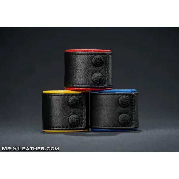 Mr.S Leather Piped Leather Wristband | Red