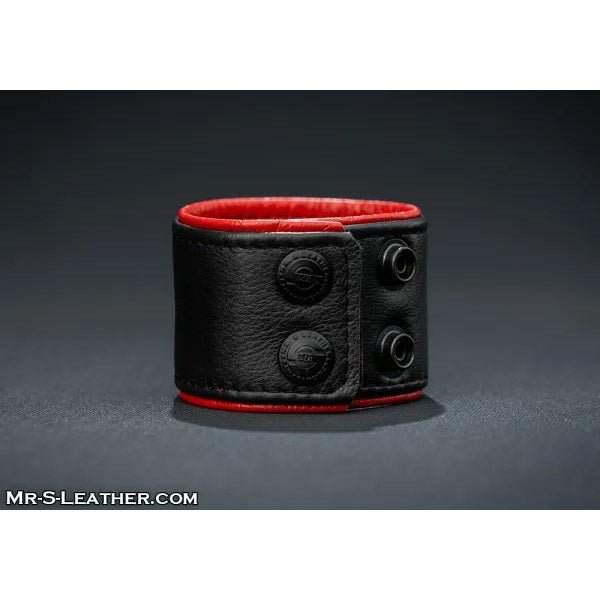 Mr.S Leather Piped Leather Wristband | Red